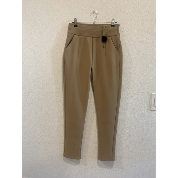 (E-195) worm leggings womens size M beige strech - Picture 2 of 6